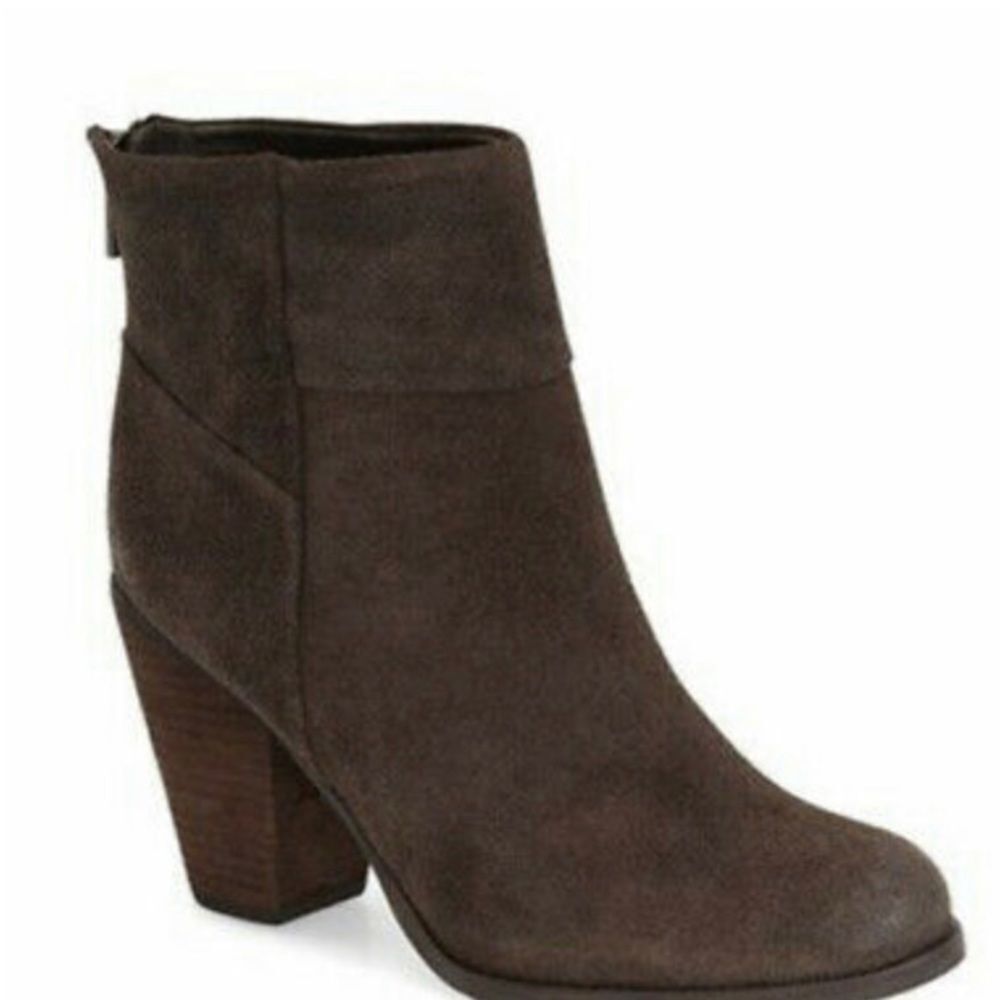 Arturo Chiang Women's 'Hadley' Brown Suede Leather Block Heel Booties Sz 9.5